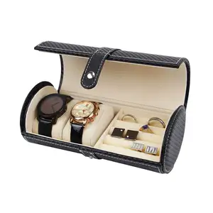 Hot Nieuwe Stijl Vintage Carbon Fiber Lederen Horloge Reizen Sieraden Organisator Voor Rolex/Omega/Longines