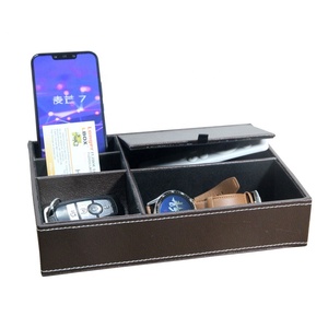 อุปกรณ์จัดระเบียบโต๊ะหนังเทียมสีเทาสำหรับผู้ชาย LG8074 5ช่องถาดสำหรับใส่ของในครัวเรือน - Product Image 2