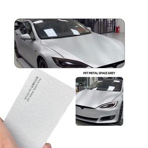 Rollo de pegatinas de vinilo para envoltura de coche de PVC metálico plateado cepillado, película protectora autoadhesiva para el cuerpo de mascotas, resistente a los arañazos, cambio de Color - Product Image 1
