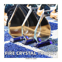 MH-NJ00253 Trofeo de Cristal de Fuego de Alta Calidad con Forma de Torre Minghuang, Placa de Premios con Diseño Tallado, Ecológico