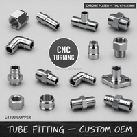 Conector de Hardware Mecanizado OEM, Accesorio de Tubo de Cobre C1100 Personalizado CNC, Cromado