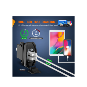 <span class=keywords><strong>Cargador</strong></span> USB dual retroiluminado con LED azul, estilo de interruptor basculante de 4,2 AMPS para barcos, vehículos de carretera de lado a lado, encendedor de cigarrillos - Product Image 6