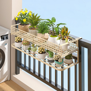 Support de plantes pour balcon, support rectangulaire en fer réglable pour pot de fleurs succulentes, utilisation sur rail de fenêtre extérieur - Product Image 3