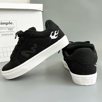 2025 Hong Kong Style Unisex Ins American High Street Fashion Sneakers Original Black Low-Top Sports Height Lace-Up PVC Mesh