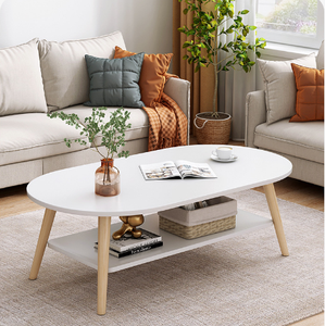 Bán buôn sản phẩm mới bằng gỗ hình bầu dục Bàn cà phê đơn giản End bảng với lưu trữ mở kệ - Product Image 1