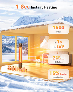 Outdoor <b>Electric</b> Carbon Infrared <b>Heater</b> 1500W Black Remote Control Waterproof Free-Standing <b>Portable</b> Patio <b>Heater</b> for Household - Product Image 4