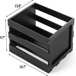 Wood Record <strong>Crate</strong> - <strong>Vinyl</strong> Album Storage Holder Box Wooden Case with Chalkboard Sign Board Record Storage Organizer Box - Product Image 4