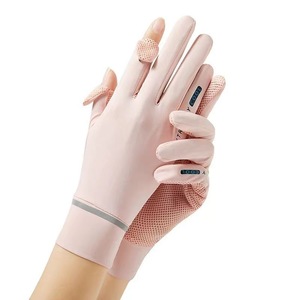 Outdoor Functional <b>Gloves</b> Full Finger <b>Touchscreen</b> Compatible One Size Polyester Cycling Driving UV Protection Pink - Product Image 1