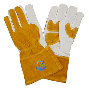 Gants de travail en cuir de chèvre brun long, en cuir de vache fendu, résistants à la chaleur, avec manches longues, bonne flexibilité et dextérité - Product Image 6