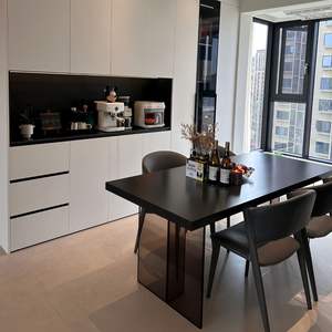 Mesa de Comedor Flotante de Acrílico, Rectangular, Negra, Moderna, Minimalista, Estable, para Apartamentos Pequeños, Uso Doméstico - Product Image 1