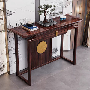 Zen Inspired Entryway <b>Console</b> <b>Table</b> Rosewood Solid Wood Storage Living Room Altar Chinese Style Wenge Oak Finish - Product Image 3