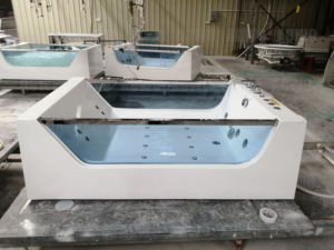 Baignoire à remous avec 2 panneaux en verre, <span class=keywords><strong>spa</strong></span>, baignoires extérieures, jacuzzi avec écran, télécommande sur téléphone, acrylique, bain chaud - Product Image 4