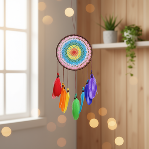 Angelina Dreamcatcher – plumes colorées, 20x60cm, décoration murale, motif Mandala bohème, pour la maison et la chambre à coucher - Product Image 2