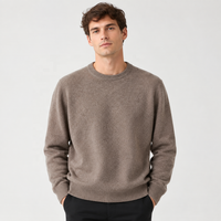 Pull en cachemire personnalisé pour homme, col rond, manches longues, tricot uni, décontracté, hiver, vente en gros