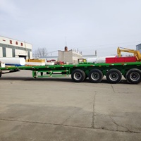 Semi-remorque à plateau plat 40T 60 tonnes 12R22.5 pour le transport de conteneurs de 20 pieds/40 pieds, prix d'usine, 3 essieux, 4 essieux, 40 pieds, 45 pieds