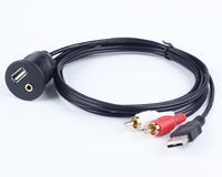 Câble d'extension audio pour autoradio avec prise USB AUX 3,5 mm 2 RCA, montage encastré, feuille de PVC pour autoradio stéréo USB 2.0 mâle femelle