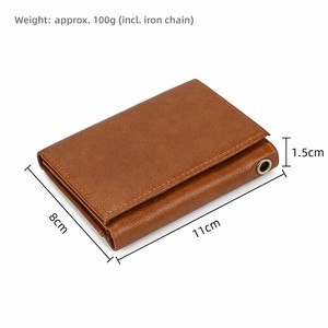 Portefeuille en cuir véritable Crazy Horse avec chaîne, porte-cartes fin à trois volets pour homme, pochette à monnaie, style vintage, vente en gros - Product Image 2