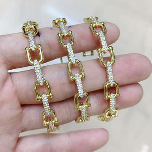 BC2107 <span class=keywords><strong>Bracelet</strong></span> plaqué or 18K, Baguette CZ Micro Pave pyramide pointe en fer à cheval <span class=keywords><strong>café</strong></span> <span class=keywords><strong>grain</strong></span> lien chaîne manchette <span class=keywords><strong>Bracelet</strong></span> - Product Image 4