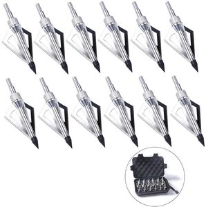 Pg1archery 12 Gói 3 Cố Định Lưỡi Bắn Cung Săn Bắn <span class=keywords><strong>Broadheads</strong></span> Hạt 100 Với Trường Hợp Mũi Tên Đầu Vít Trong Lời Khuyên Nỏ Bạc - Product Image 2