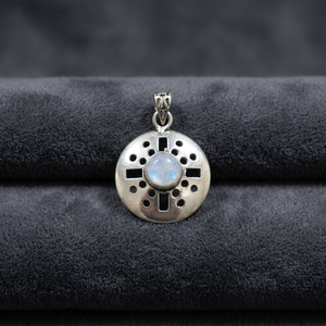 High Quality Star Design Moonstone Women's German <b>Silver</b> Round Pendant <b>Snake</b> <b>Chain</b> Necklace Gemstone Engagement Bohemian Style - Product Image 2