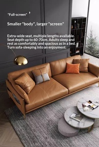Moderno Juego de Sofá de Cuero Marrón de <span class=keywords><strong>3</strong></span> <span class=keywords><strong>Plazas</strong></span>, Sillón Otomano, Muebles de Sala de Estar de Lujo, Asientos Espaciosos - Product Image 2