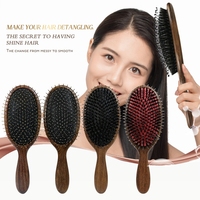 Haute qualité bois de santal pagaie cuir chevelu masseur brosse poils de sanglier Extensions de cheveux perruque brosse coussin acier aiguille démêlant brosse