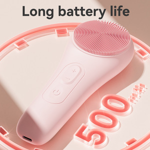 <span class=keywords><strong>Brosse</strong></span> <span class=keywords><strong>nettoyante</strong></span> faciale rechargeable en silicone avec 5 réglages de vibration et soin chauffant pour une routine de soin quotidienne - Product Image 3