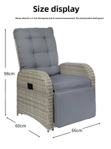 Patio Wicker <strong>Recliner</strong> Outdoor Adjustable Lounge <strong>Chair</strong> with Comfortable Cushion Side Table Footrest All-Weather <strong>Rattan</strong> for <strong>Garden</strong> - Product Image 6