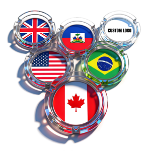 Cendrier en verre rond de 8,5 cm avec design de drapeaux nationaux personnalisés 2026, accessoire de fumeur souvenir - Product Image 1