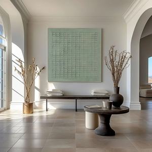 Toile murale contemporaine, grande peinture abstraite minimaliste texturée de couleur verte terreux Wabi Sabi pour la maison et la galerie - Product Image 6