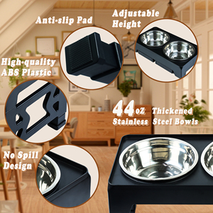 5 Adjustable Height Stainless Steel <strong>Dog</strong> <strong>Bowl</strong> <strong>Stand</strong> Stylish Modern Collapsible Elevated Slow Feeder Non-Slip Durable Plastic 2 1 - Product Image 4