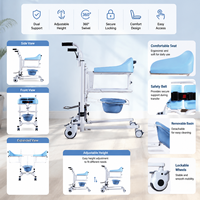 Silla Elevadora Hidráulica Doméstica para Transferencia de Pacientes con Inodoro y Silla de Ruedas para Cuidado Médico y de Enfermería de Ancianos Paralizados