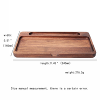 Plateau à rouler multifonctionnel en bois 140*240mm, plateau rectangulaire en noyer épais pour herbes et tabac, base de rangement pour fumeurs en bois massif