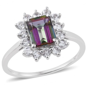 ชุดเครื่องประดับพลอยโทแพซธรรมชาติเคลือบทองคำขาว แหวนและสร้อยคอเงินแท้ชุบแพลตตินัม สำหรับเป็นของขวัญงานแต่งงาน - Product Image 6