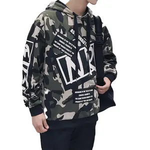 Hip Hop giyim yeni kamuflaj kapşonlu yaka erkekler toptan Camo Hoodie Sweatshirt