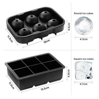Vente en gros de gros moules carrés à glaçons et boules en silicone perceuse à glace écologique avec couvercle pour whisky outils pour crème glacée