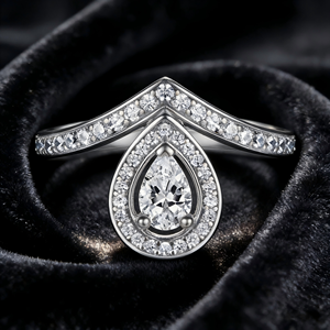 Factory Wholesale Fine Jewelry Custom 0.5ct Zircon Pear Cut Rhodium Plated 925 Sterling <b>Silver</b> <b>Ring</b> <b>Set</b> for Women Wedding - Product Image 3
