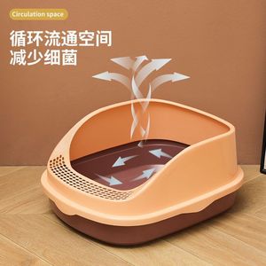 กระบะทรายแมวทรงวงรี ความจุขนาดใหญ่ ควบคุมกลิ่น ทำความสะอาดง่าย สำหรับแมว - Product Image 1