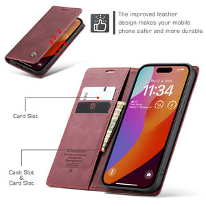 เคสโทรศัพท์แบบย้อนยุคสำหรับ iPhone 15 Pro Max <span class=keywords><strong>2023</strong></span>เคสหนังฝาพับแม่เหล็กสุดหรูสำหรับ iPhone XR 11 12 13 14 15 PRO MAX - Product Image 5