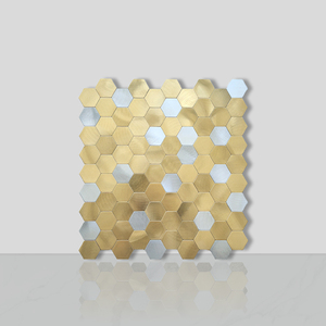 Decorazioni per la casa piastrelle in oro esagono da <span class=keywords><strong>cucina</strong></span> Backsplash in alluminio tessere da parete a mosaico autoadesive - Product Image 1