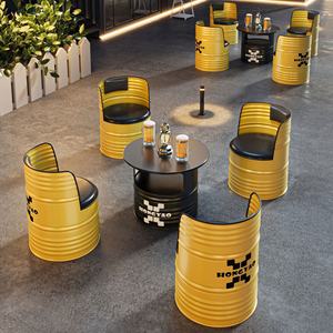 Combinaison de chaises de table basse de style industriel moderne <span class=keywords><strong>en</strong></span> métal avec baril d'huile pour restaurants, magasins et meubles de <span class=keywords><strong>restaurant</strong></span> - Product Image 3