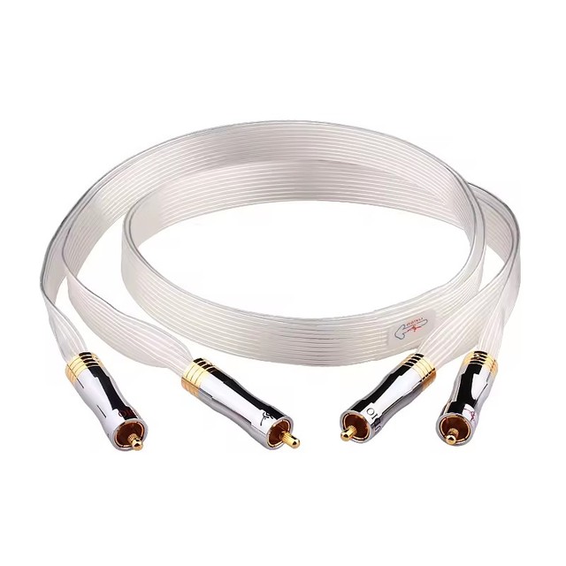Professional Occ Silver Plated Rca Audio Cable Selector Male to Male Connector 2rca Audio Cable