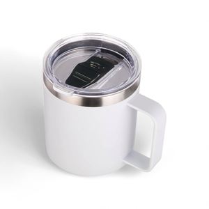 Wholesale 12oz 18/8 Stainless Steel Double-Walled Coffee Mugs <b>with</b> Handle Lid and Custom Logo for Gifts Drinkwares for Travel - Product Image 4