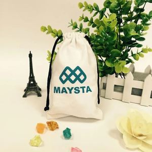 Sac en coton à cordon de serrage portable, résistant et tendance, petit sac cadeau avec logo - Product Image 4