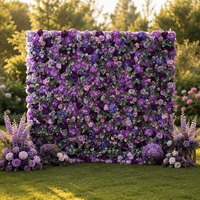 Mur de fleurs en tissu 5D à enrouler, toile de fond artificielle en soie rouge Poinsettia pour la décoration de mariage et de fête