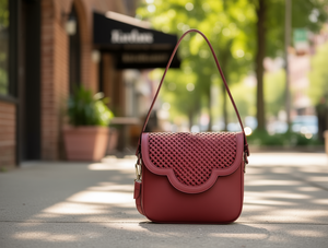 Borsa a Tracolla da Donna con Motivo a Reticolo, Media, in Vera Pelle, per Uso Quotidiano in Tutte le Stagioni - Product Image 2