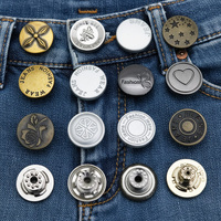 Boutons personnalisés en métal, alliage de zinc, laiton, 15 mm-25 mm, logo gravé, forme ronde, rivets, boutons en jean dorés pour vêtements