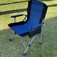Fauteuil de pêche pliant d'extérieur, chaise longue épaisse en forme de fer à cheval avec cadre en fer et tissu Oxford – Portable et grande taille pour pique-nique et extérieur
