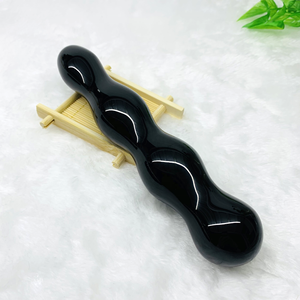 Бусины, черный обсидиан, Yoni Wand, кварцевые анальные пробки, черный обсидиан, пенис, Хрустальная палочка, секс-игрушка Yoni, фаллоимитатор, черный обсидиан, камень - Product Image 2