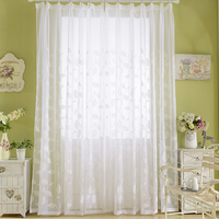 Tissu de rideau en voile transparent tricoté, teint en fil, brodé, léger et doux, 40S40S, 100% polyester